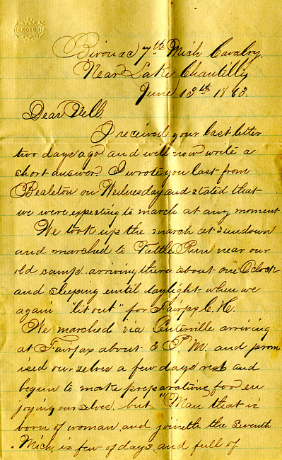 Havens Letter : June 13 1863