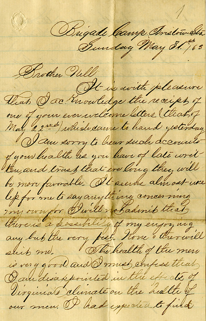 Havens Letter : May 31 1863