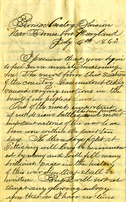 Havens Letter : July 6 1863