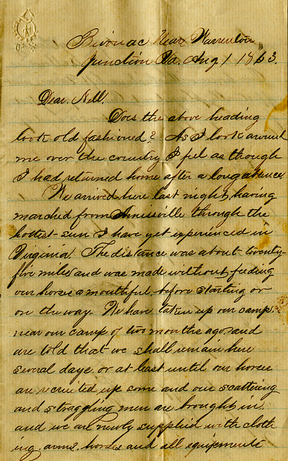 Havens Letter : August 1 1863