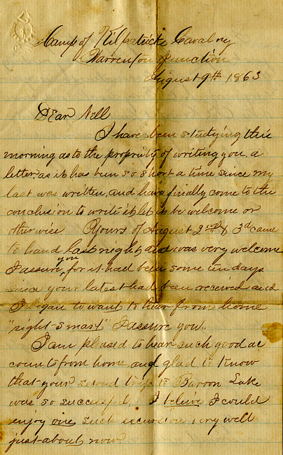 Havens Letter : August 9 1863