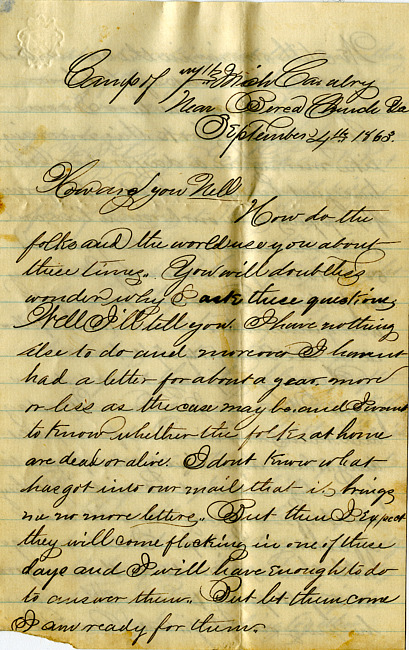 Havens Letter : September 4 1863