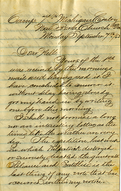 Havens Letter : September 7 1863