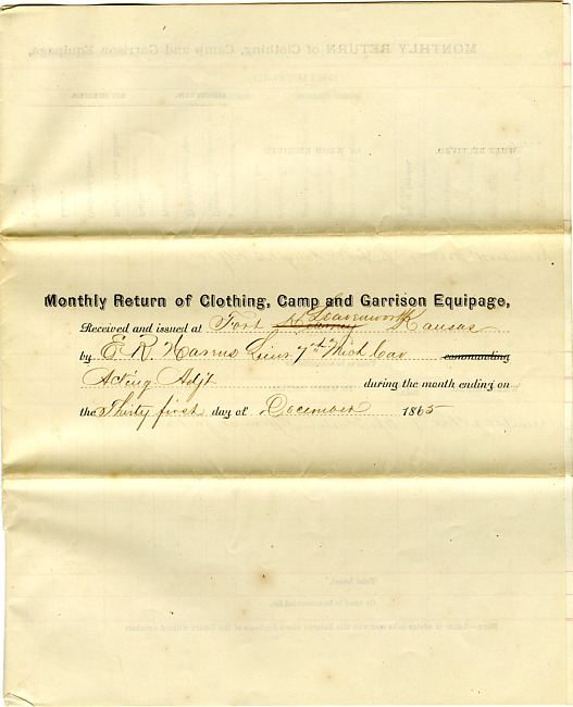 Monthly equipment return : December 30, 1865