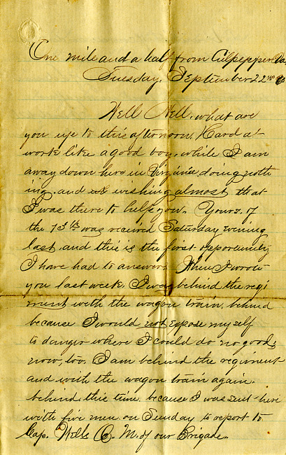 Havens Letter : September 22 1863