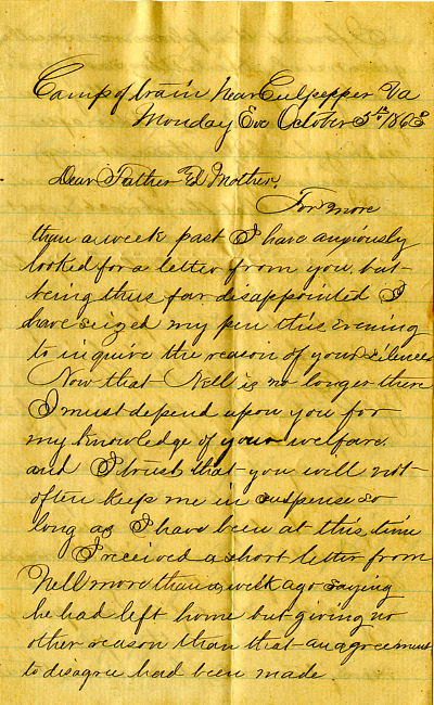 Havens Letter : October 5 1863