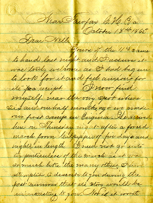 Havens Letter : October 18 1863