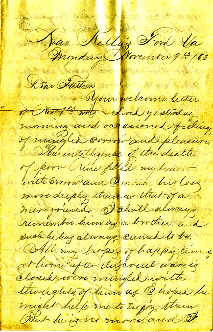 Havens Letter : November 9 1863