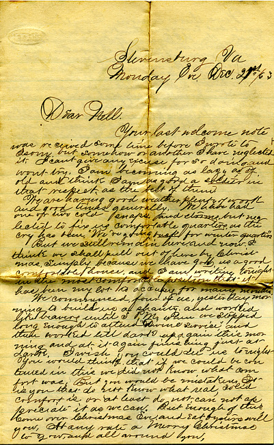 Havens Letter : December 21 1863
