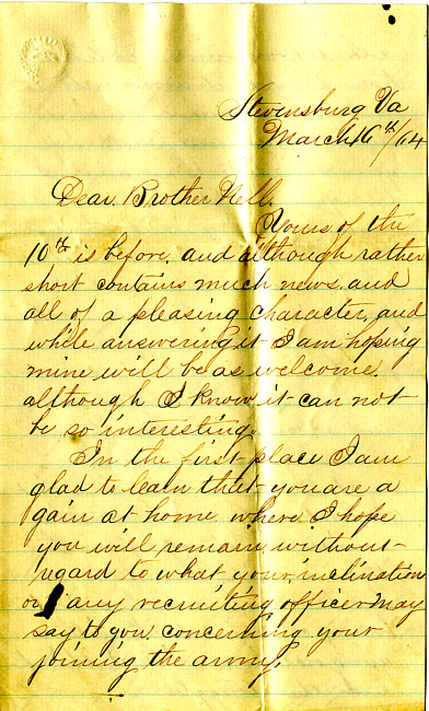 Havens Letter : March 16 1864
