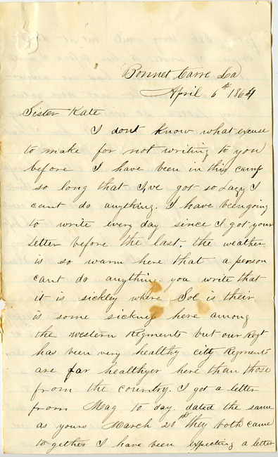James Hardenbergh Letter - April 6, 1864