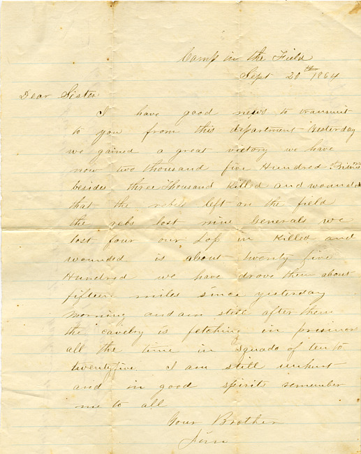 James Hardenbergh Letter - September 20, 1864