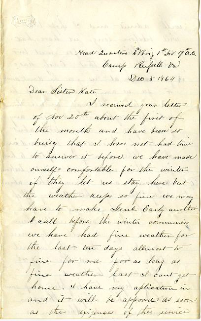 James Hardenbergh Letter - December 5, 1864