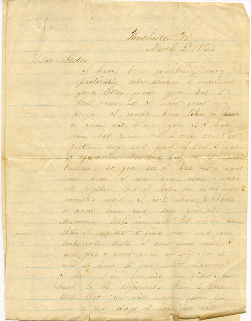 James Hardenbergh Letter - March 2, 1865