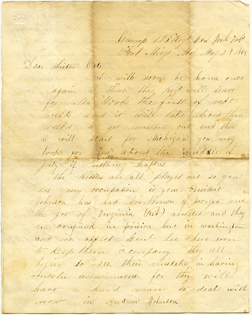 James Hardenbergh Letter - May 28, 1865
