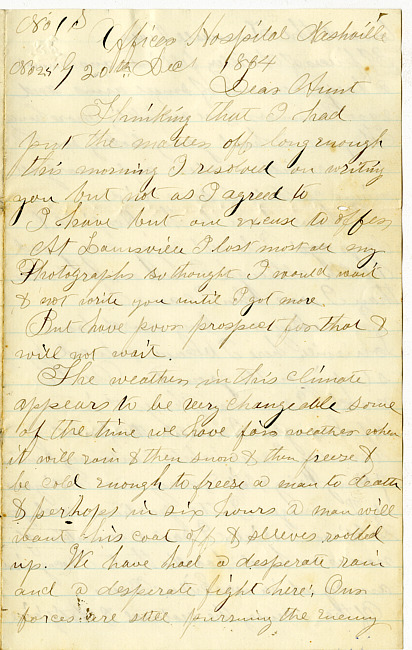 M. Holmes Letter - December 20, 1864