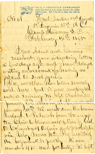 M. Holmes Letter - February 15, 1865