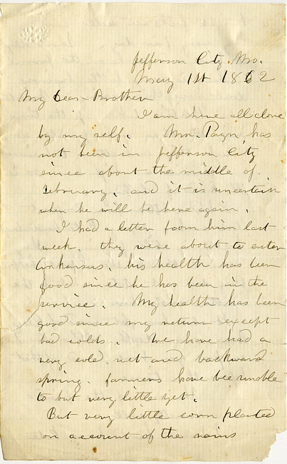 Deborah Hardenbergh Payn Letter - May 1, 1862