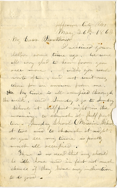 Deborah Hardenbergh Payn Letter - May 26, 1862
