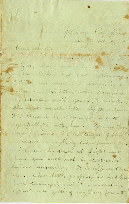 Deborah Hardenbergh Payn Letter - August 4, 1862