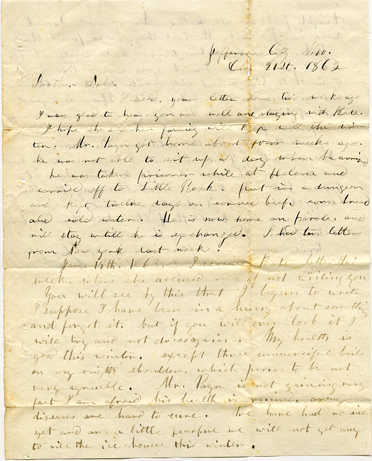 Deborah Hardenbergh Payn Letter - December 21, 1862