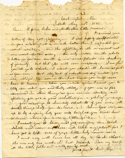 Deborah Hardenbergh Payn Letter - May 28, 1865