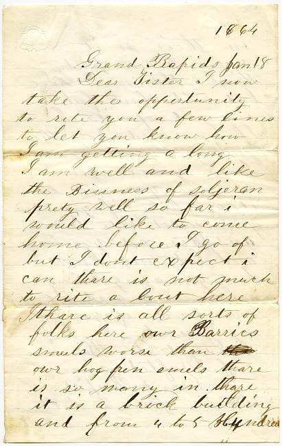 Solomon Hardenbergh Letter - January 18, 1864