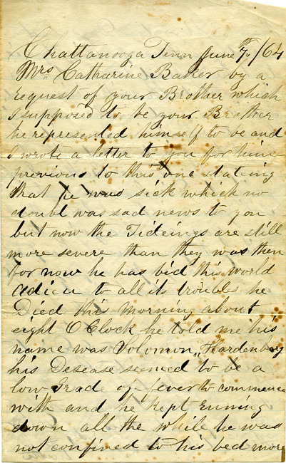 George R. Baker Letter - June 7, 1864