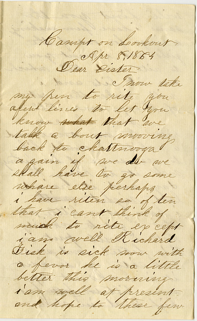 Solomon Hardenbergh Letter - April 8, 1864