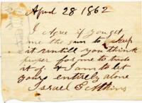 Israel G. Atkins Letter : April 28, 1862