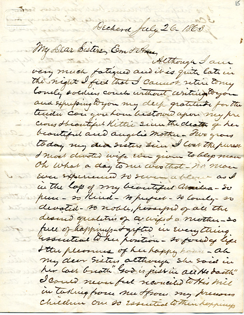 Parkhurst Letter : July 26, 1863