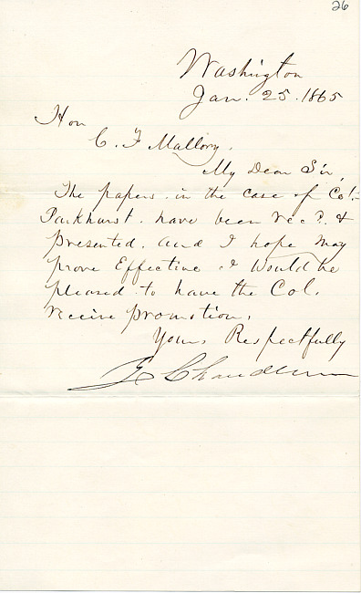 Parkhurst Letter : January 25, 1865