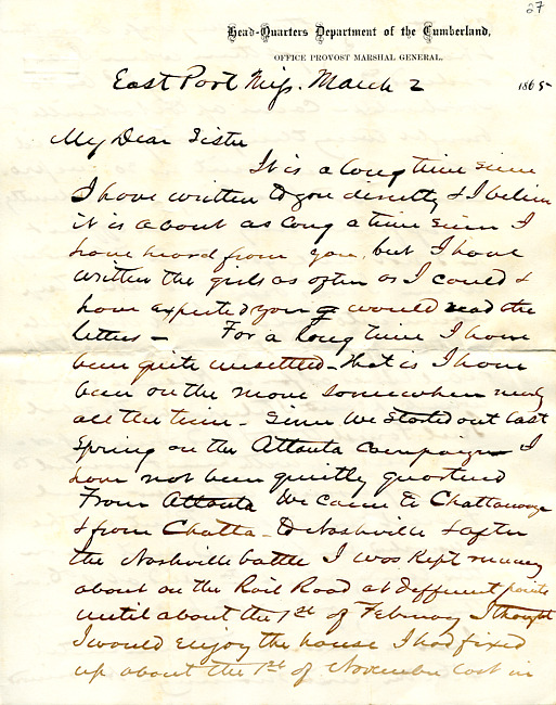 Parkhurst Letter : March 2, 1865