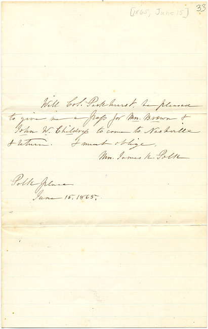 Parkhurst Letter : June 15, 1865