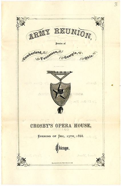 Banquet Program [Draft?] for Army Reunion : December 15, 1868