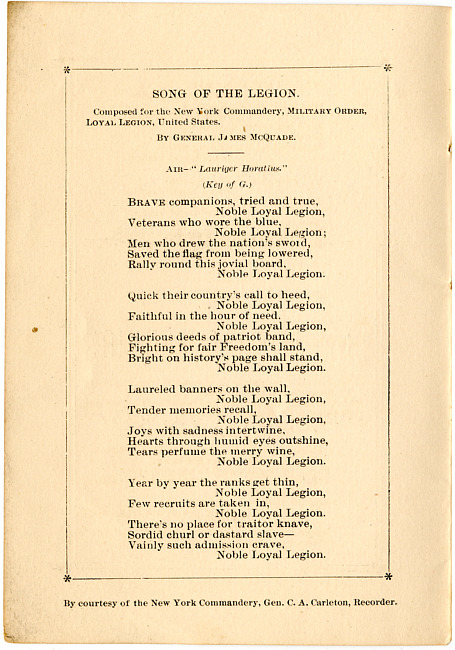 Song Booklet for Army Reunion : June 14-15, 1882