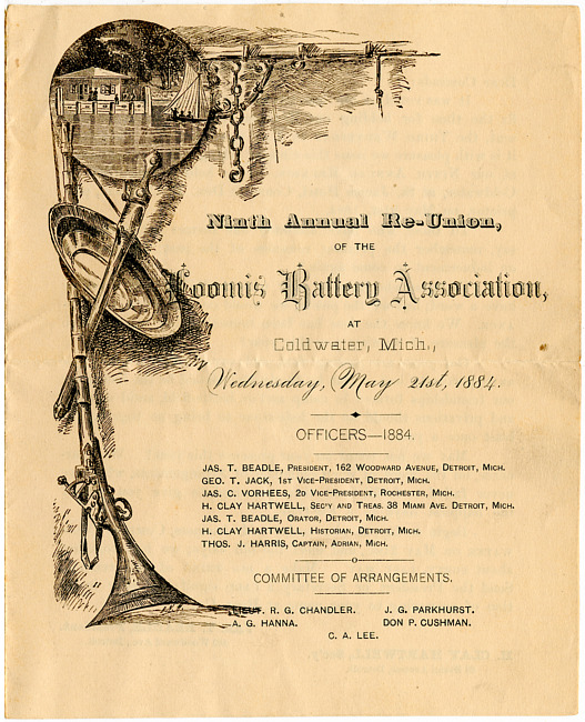 Invitation to Loomis Battery Re-Union : April 30, 1884