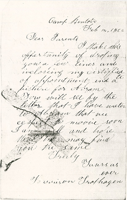 Harrison Traphagen Letter : February 14, 1862