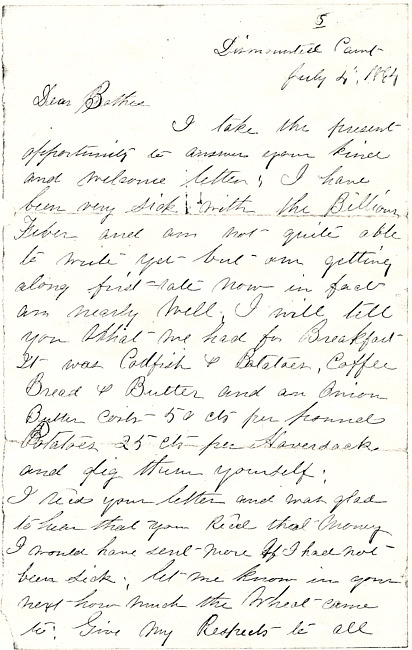 David R. Frego Letter : July 4, 1864