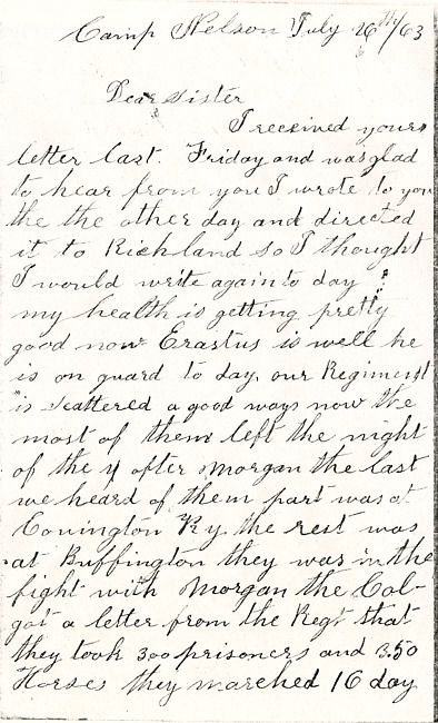 Robert Letter : July 26, 1863