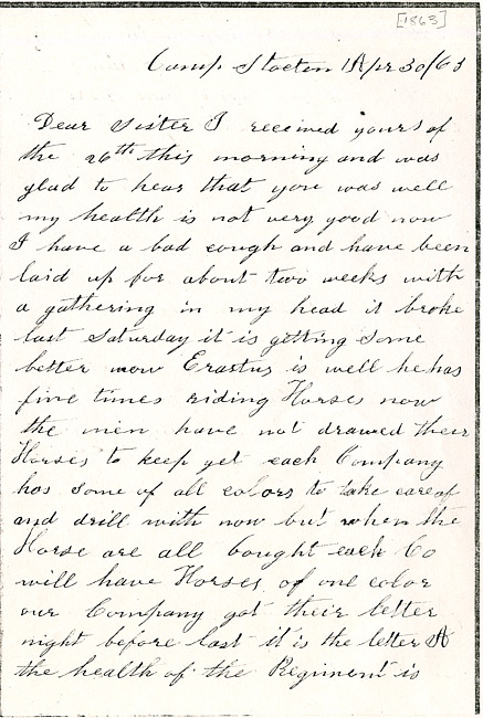Robert Letter : April 30, 1863