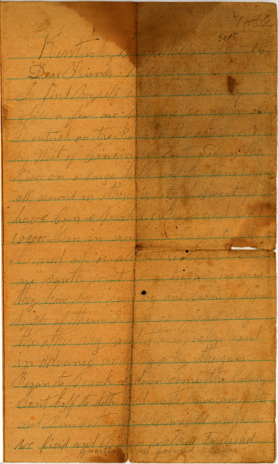 Ralph E. Stout Letter : September 15, 1862