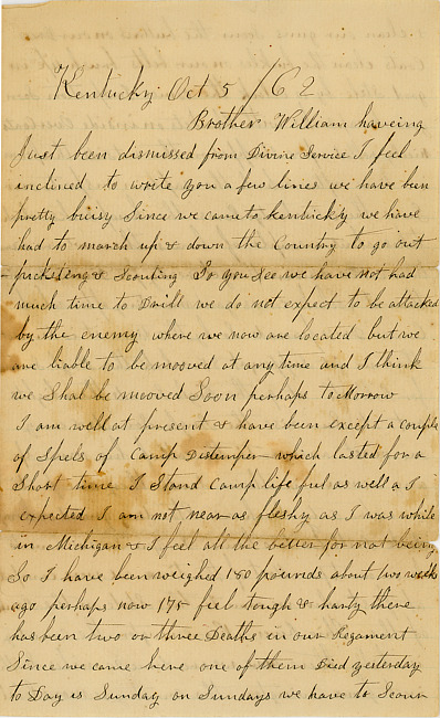 James Lickly Letter : October 5, 1862