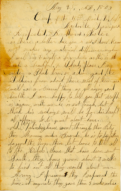 Albert W. Barber Letter : May 25, 1863