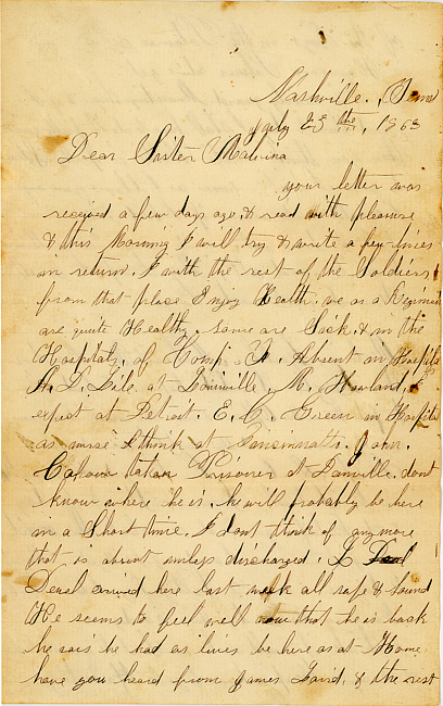 Albert W. Barber Letter : July 25, 1863