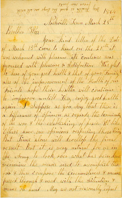 James Lickly Letter : March 25, 1864