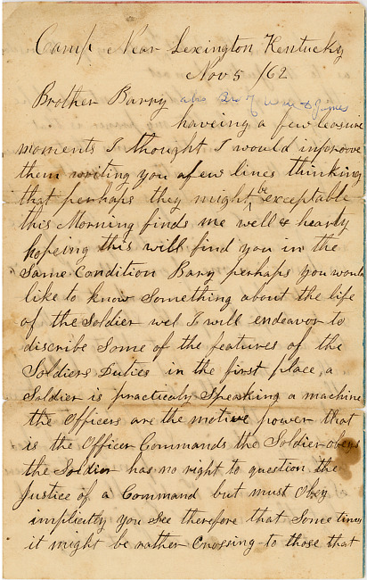 James Lickly Letter : November 5, 1862