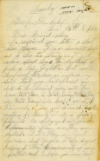 Ralph E. Stout Letter : December 14, 1862