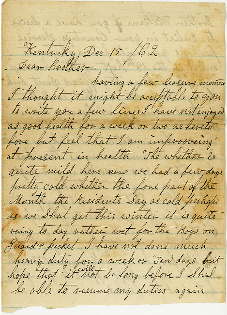 James Lickly Letter : December 15, 1862