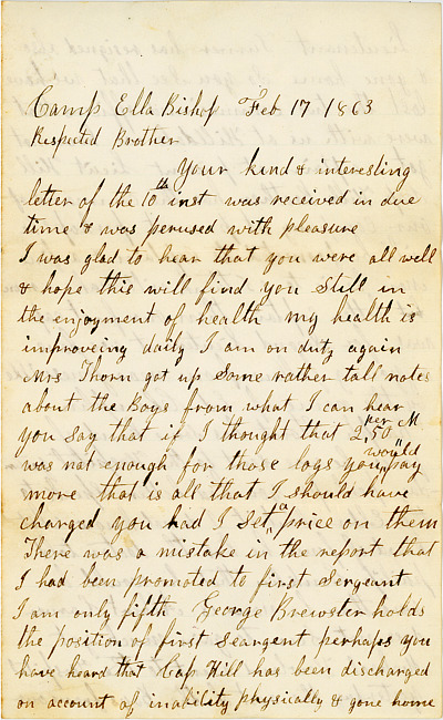 James Lickly Letter : February 17, 1863